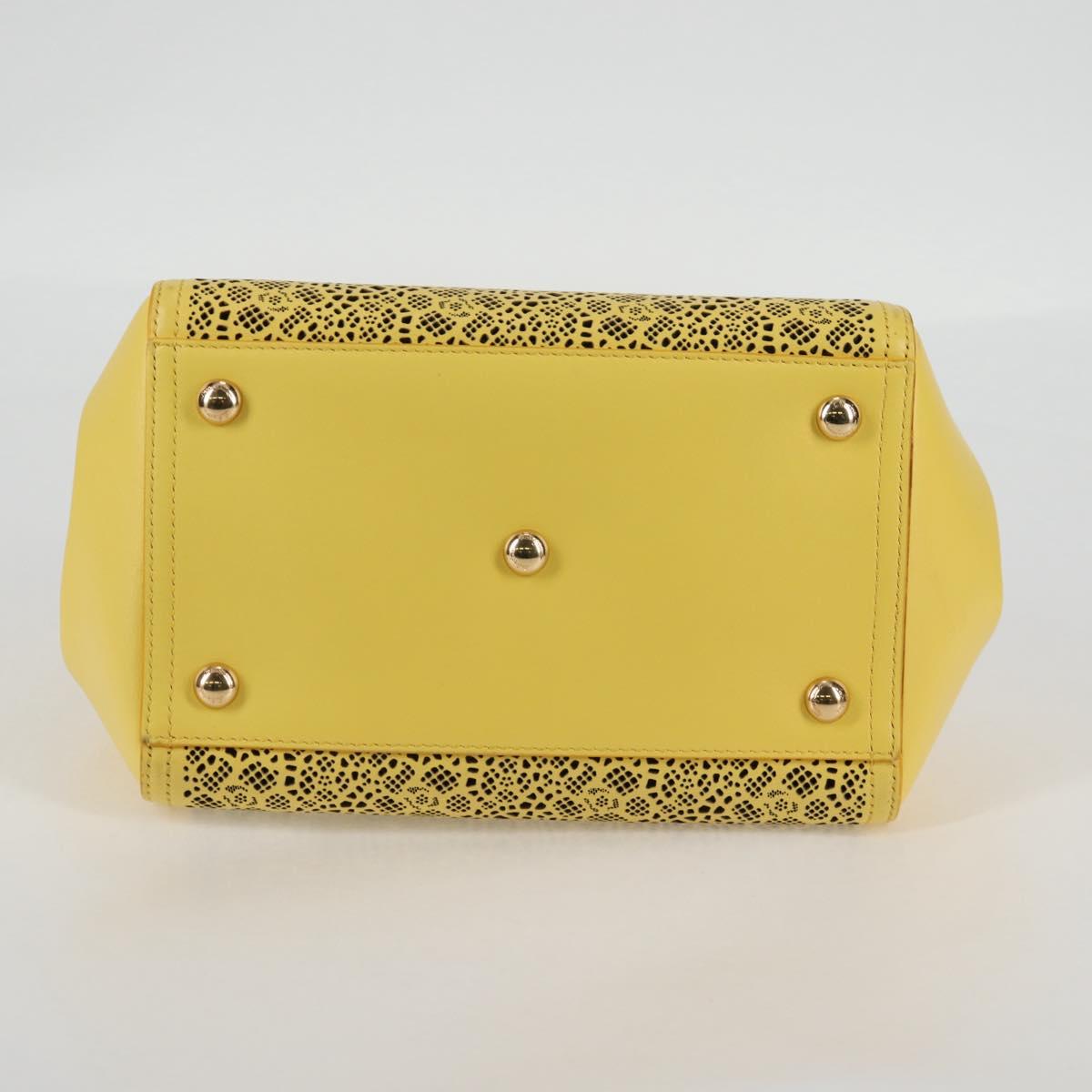 Salvatore Ferragamo Vala Chain Bag Leather 2way Yellow Gold Auth 132893V