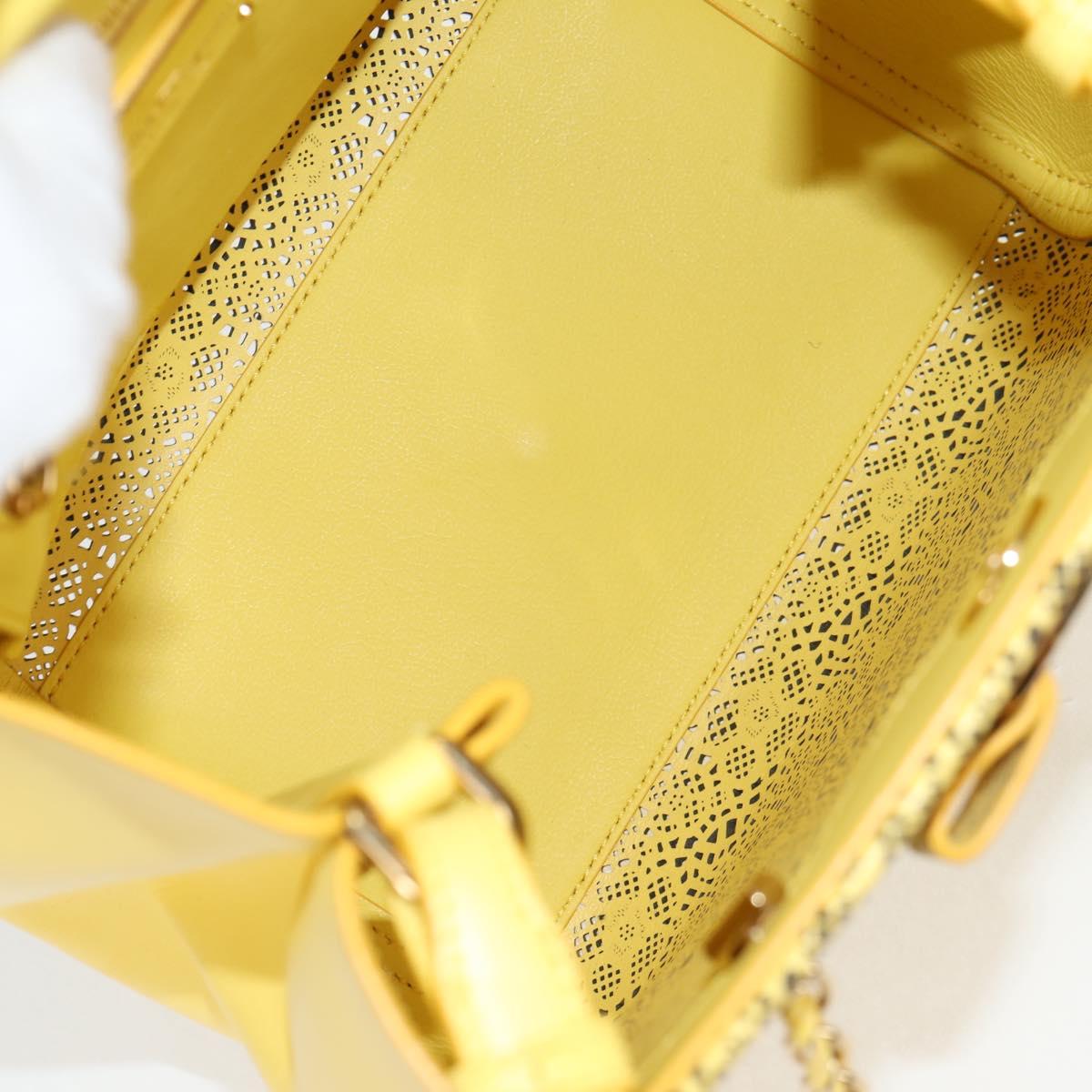 Salvatore Ferragamo Vala Chain Bag Leather 2way Yellow Gold Auth 132893V