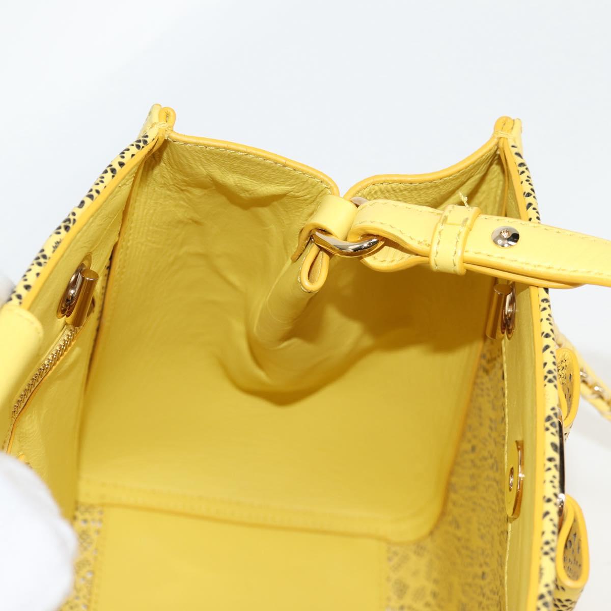 Salvatore Ferragamo Vala Chain Bag Leather 2way Yellow Gold Auth 132893V