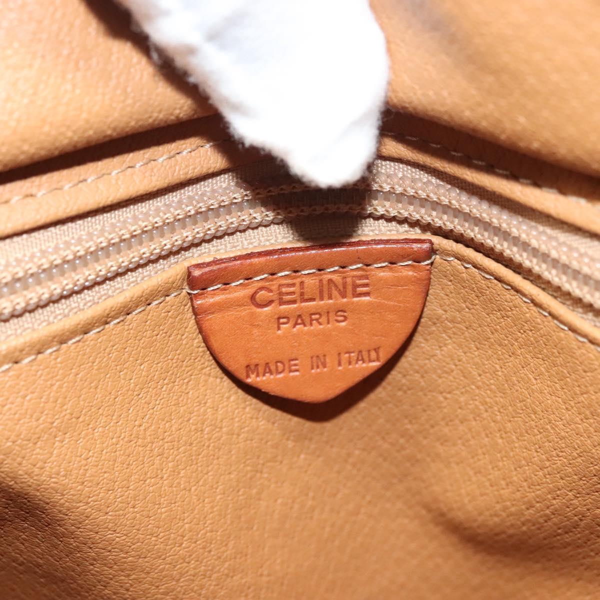 CELINE Macadam Canvas Hand Bag PVC Leather Brown Gold Auth 132898