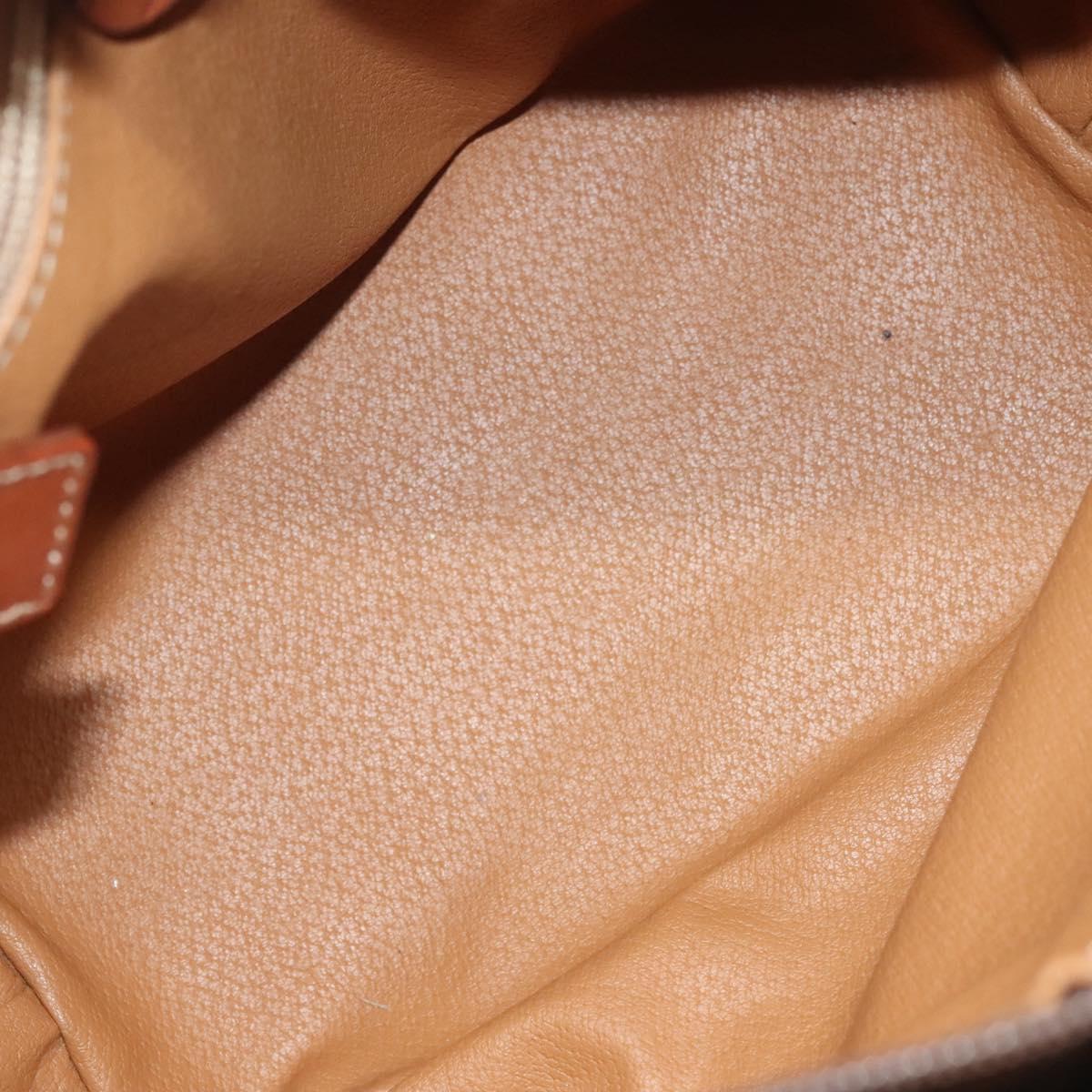 CELINE Macadam Canvas Hand Bag PVC Leather Brown Gold Auth 132898