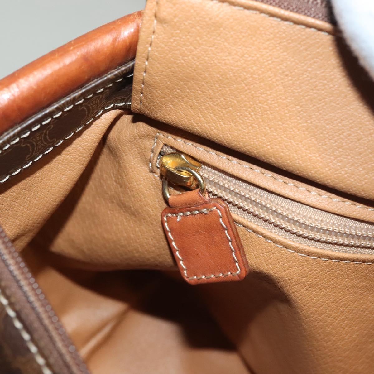 CELINE Macadam Canvas Hand Bag PVC Leather Brown Gold Auth 132898