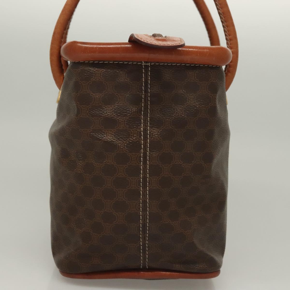 CELINE Macadam Canvas Hand Bag PVC Leather Brown Gold Auth 132898