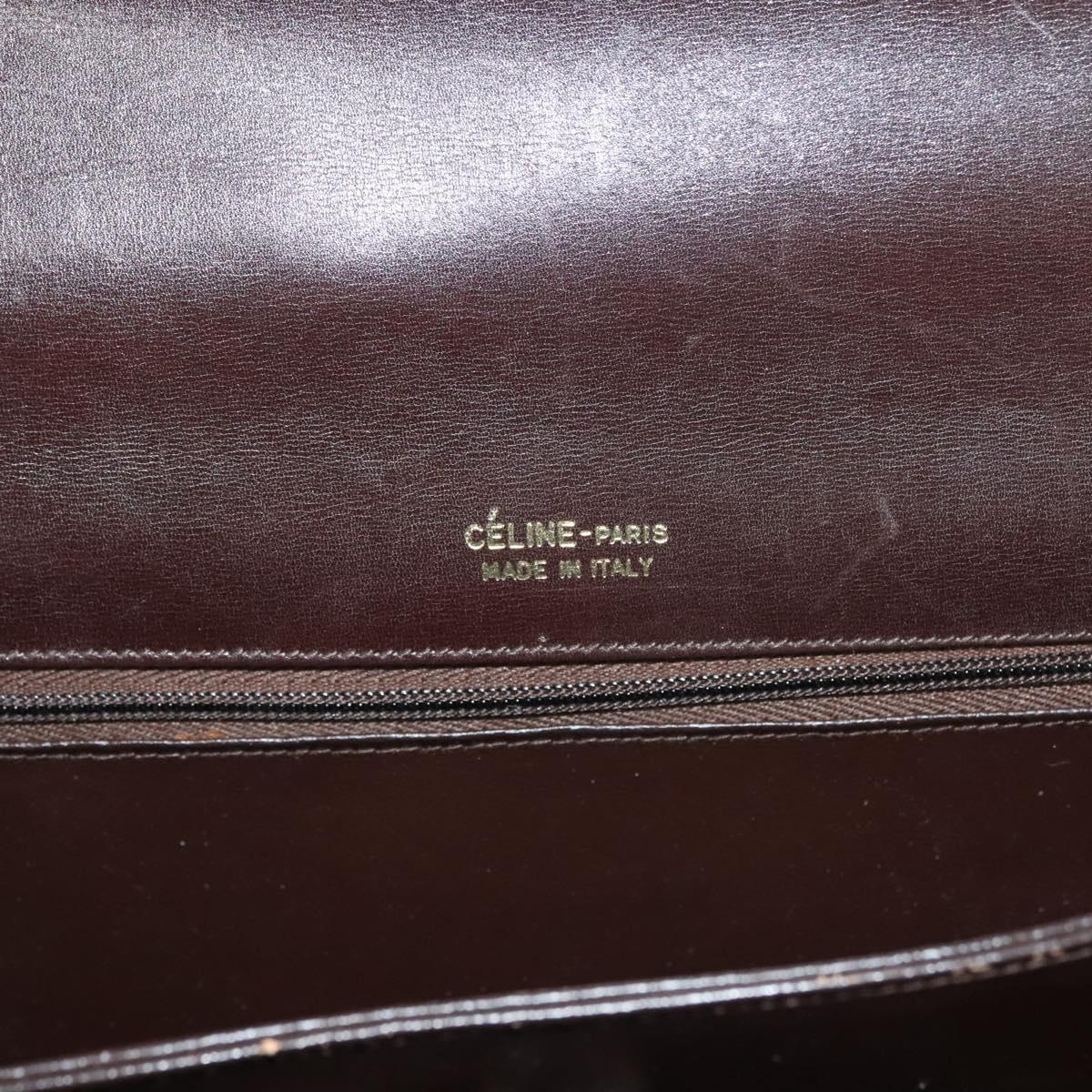 CELINE Shoulder Bag Leather Brown Gold Auth 132899
