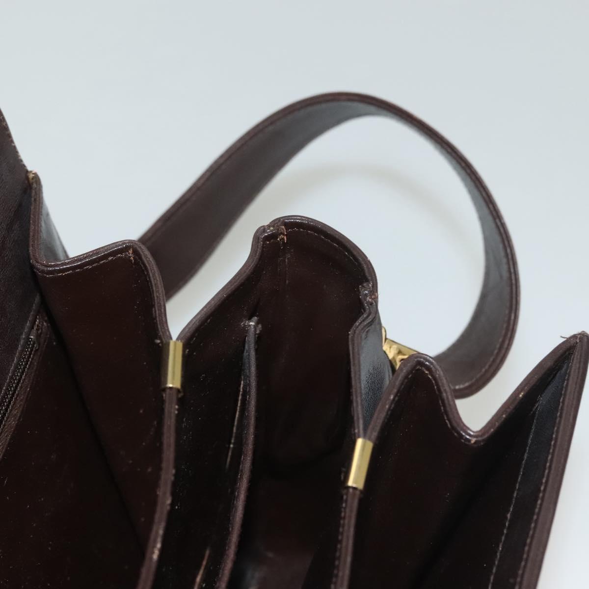 CELINE Shoulder Bag Leather Brown Gold Auth 132899