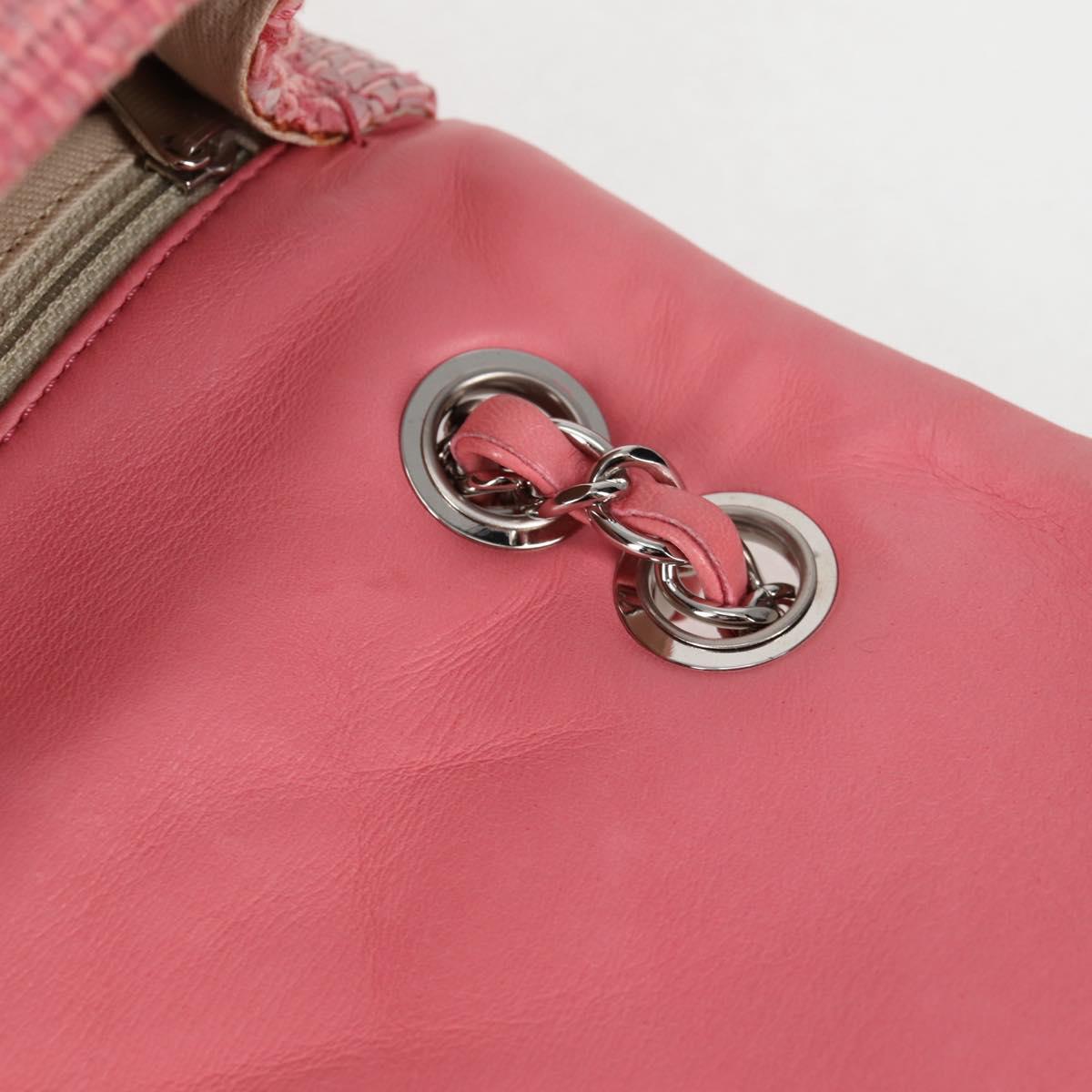 CHANEL Chain Matelasse 25 Shoulder Bag Leather Pink CC Auth 132925SAV