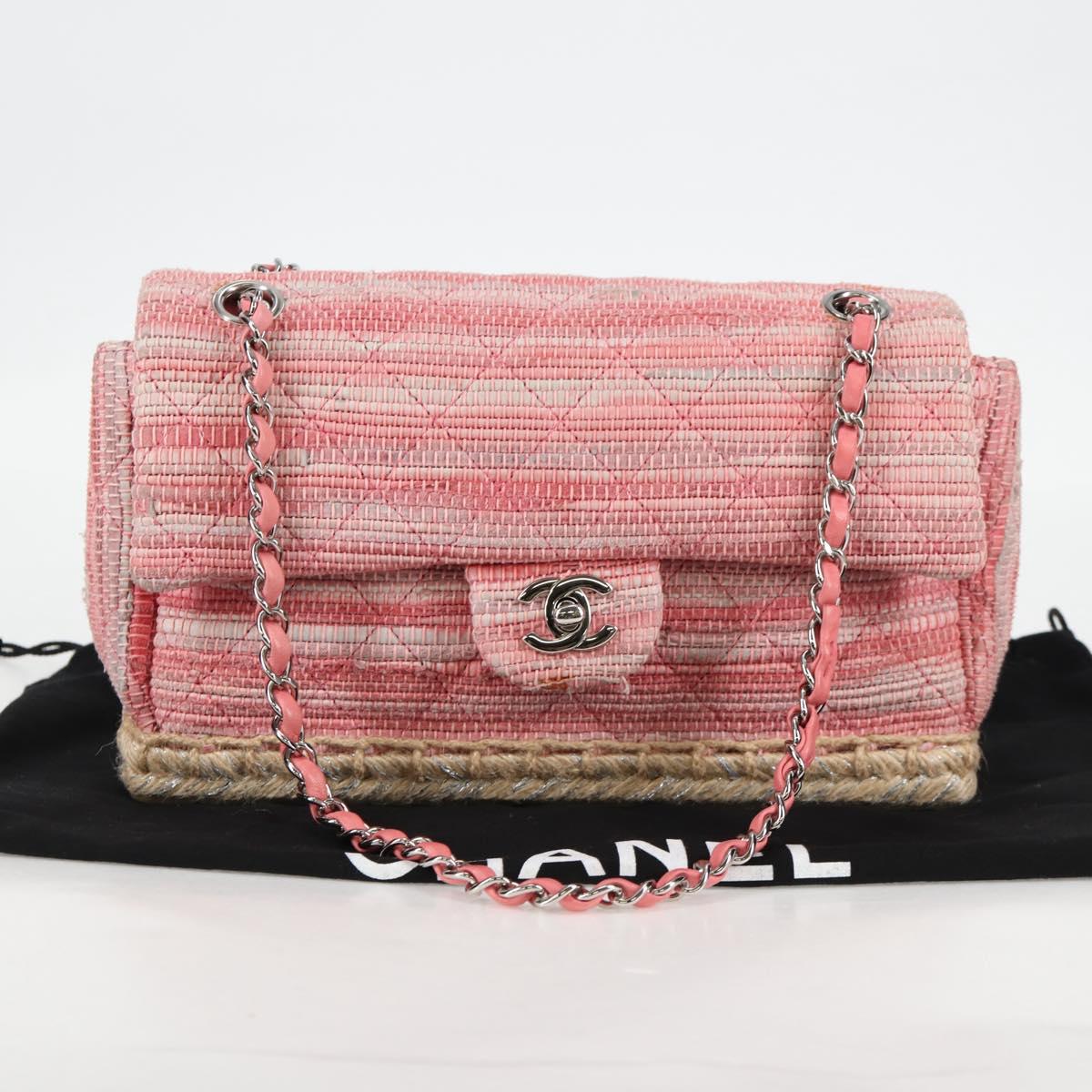 CHANEL Chain Matelasse 25 Shoulder Bag Leather Pink CC Auth 132925SAV