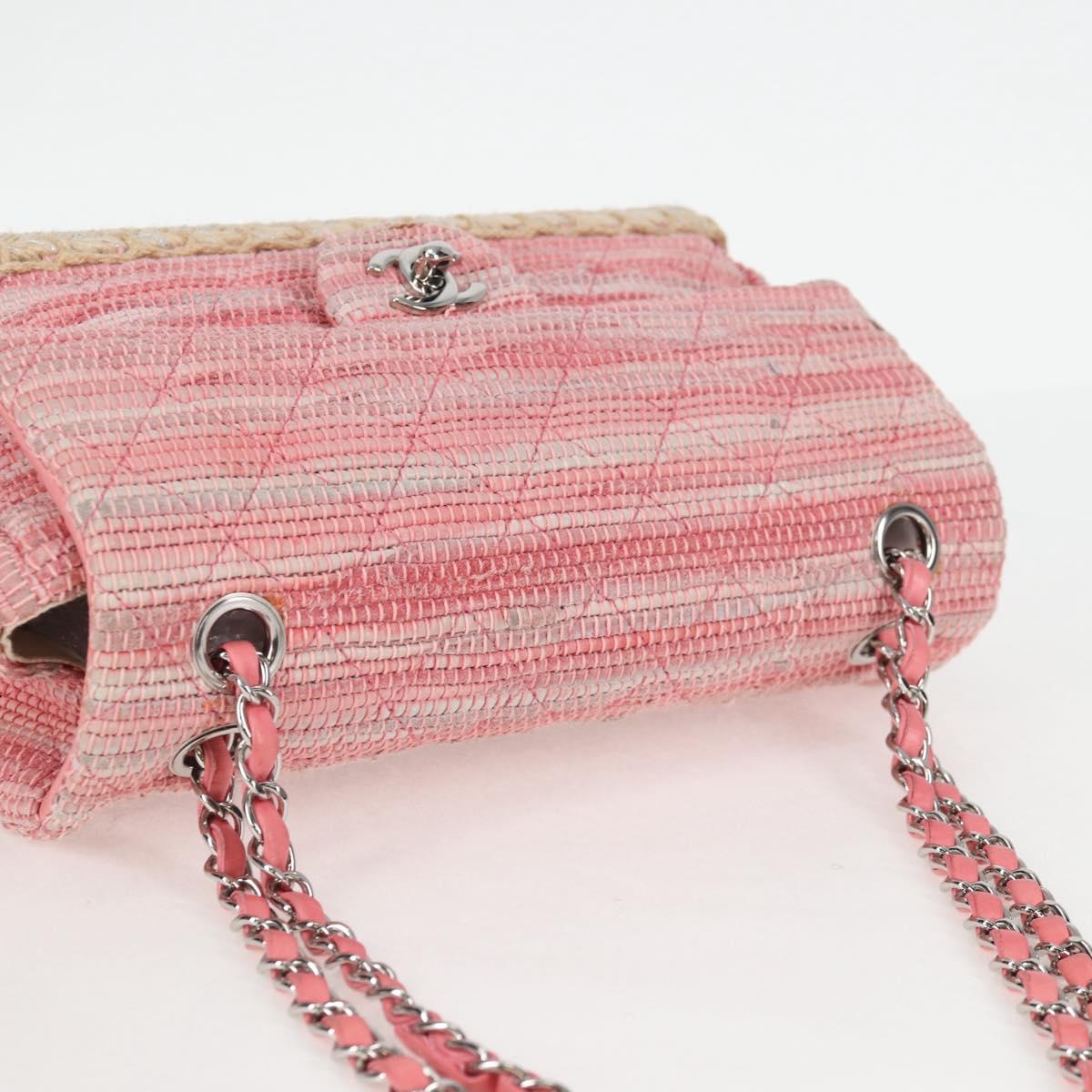 CHANEL Chain Matelasse 25 Shoulder Bag Leather Pink CC Auth 132925SAV