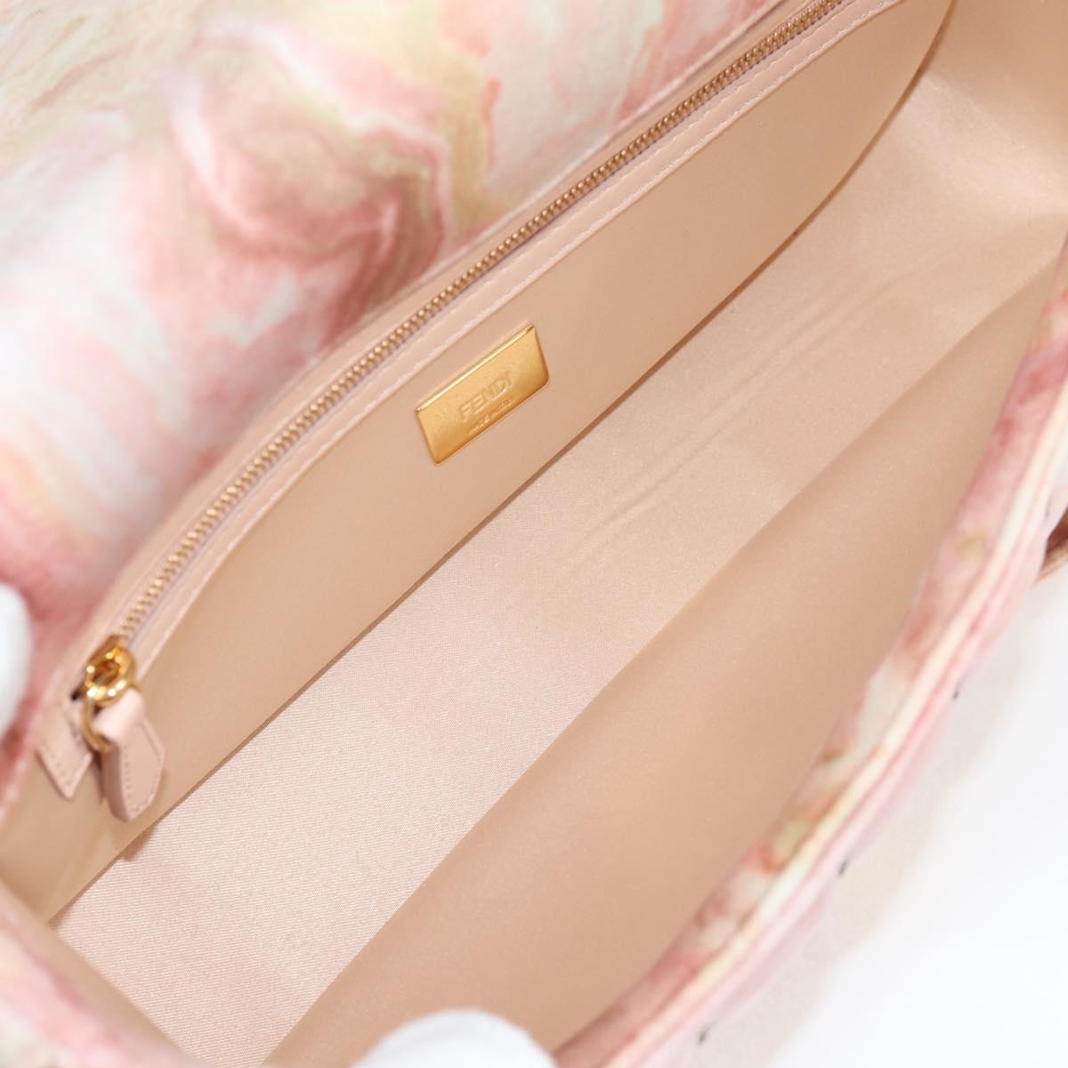 FENDI Holiday Edition Mamma Baguette Bag Velor 2way Pink Gold Auth 132928SAM