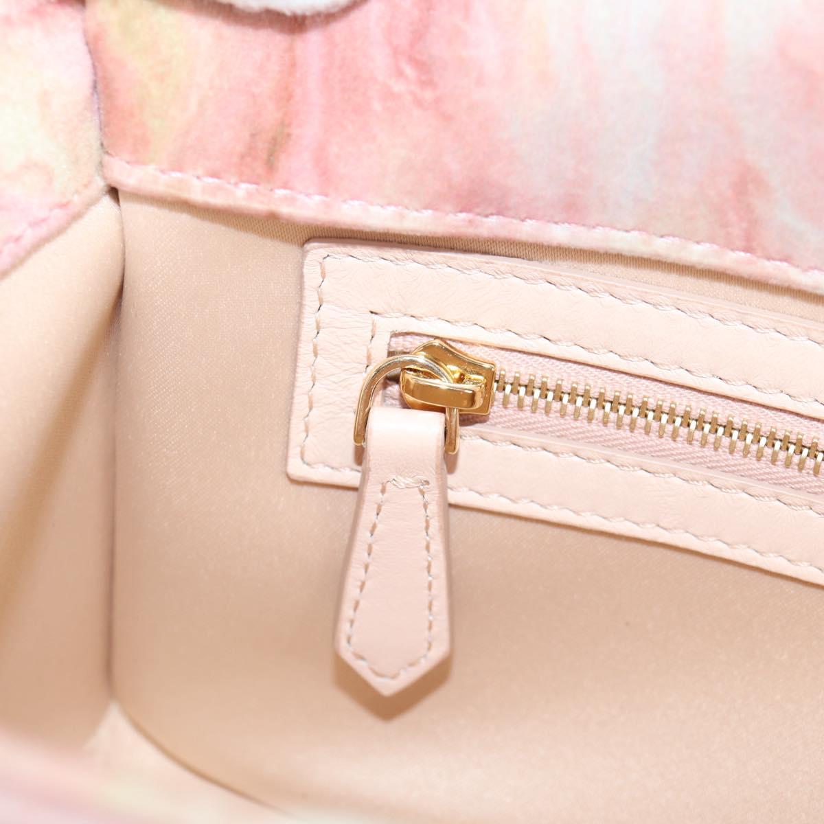 FENDI Holiday Edition Mamma Baguette Bag Velor 2way Pink Gold Auth 132928M