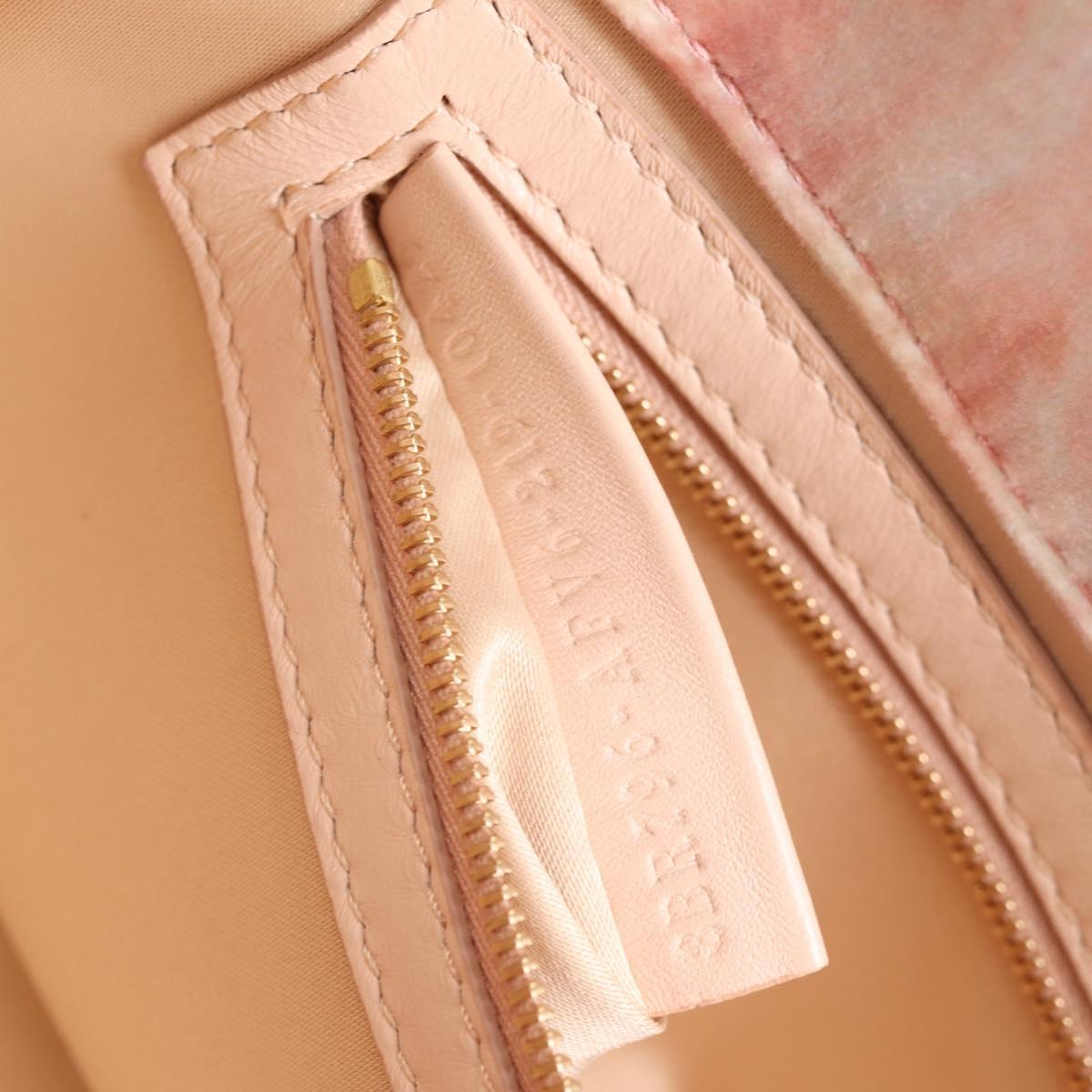 FENDI Holiday Edition Mamma Baguette Bag Velor 2way Pink Gold Auth 132928M