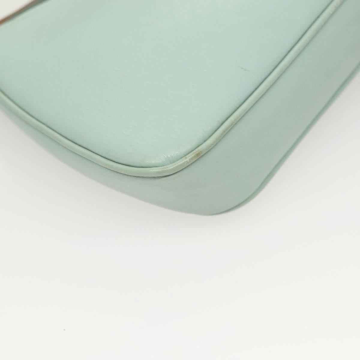 GUCCI Micro GG Canvas Shoulder Bag Leather Light Blue Silver Auth 132939