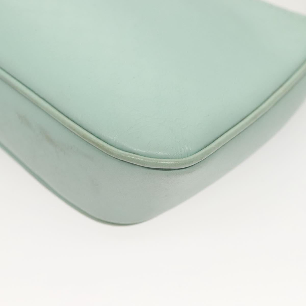 GUCCI Micro GG Canvas Shoulder Bag Leather Light Blue Silver Auth 132939