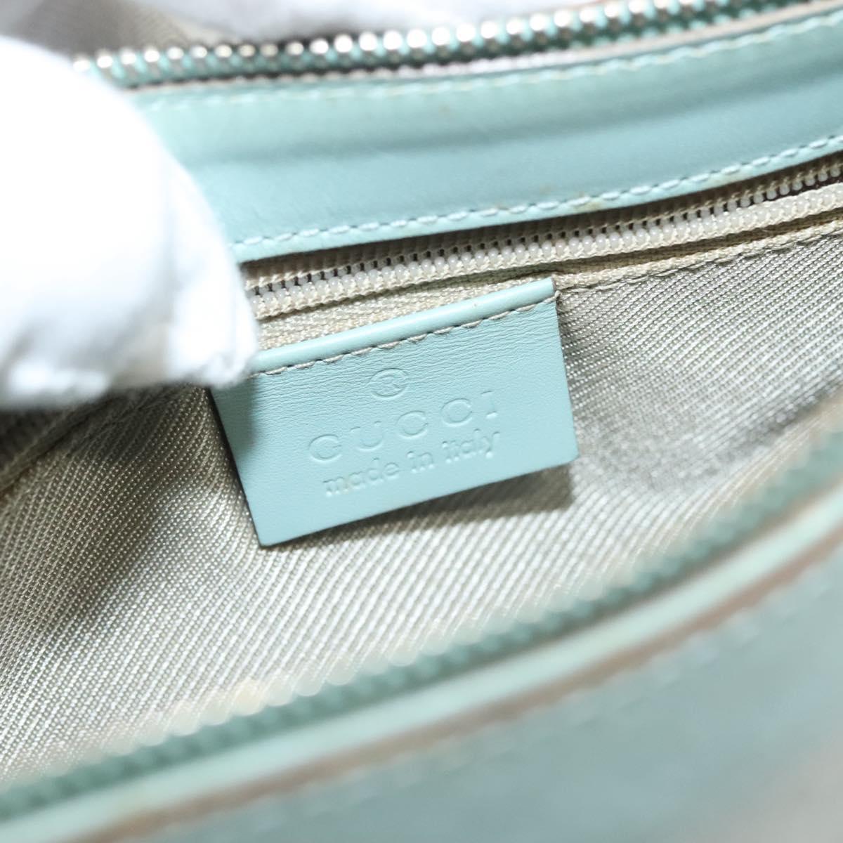 GUCCI Micro GG Canvas Shoulder Bag Leather Light Blue Silver Auth 132939