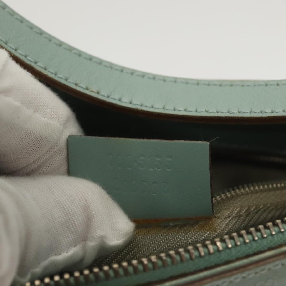 GUCCI Micro GG Canvas Shoulder Bag Leather Light Blue Silver Auth 132939