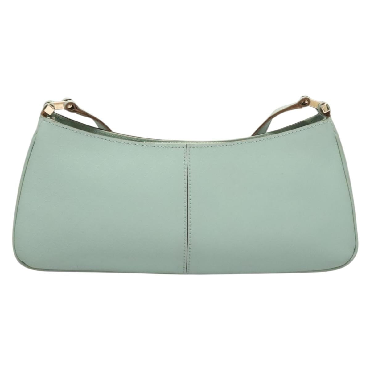 GUCCI Micro GG Canvas Shoulder Bag Leather Light Blue Silver Auth 132939