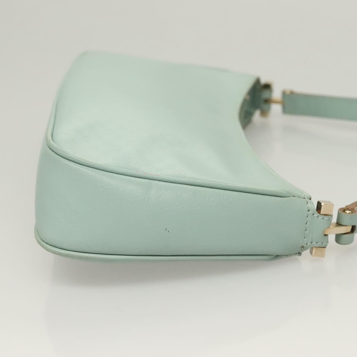 GUCCI Micro GG Canvas Shoulder Bag Leather Light Blue Silver Auth 132939