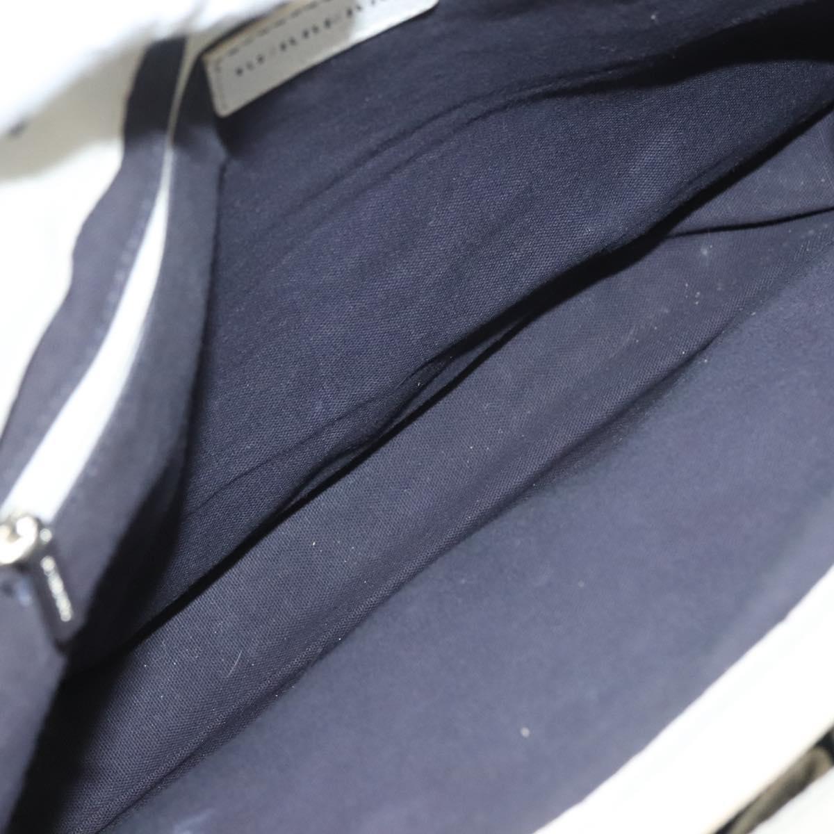 BURBERRY Hand Bag Canvas Leather Ivory Silver Auth 132943