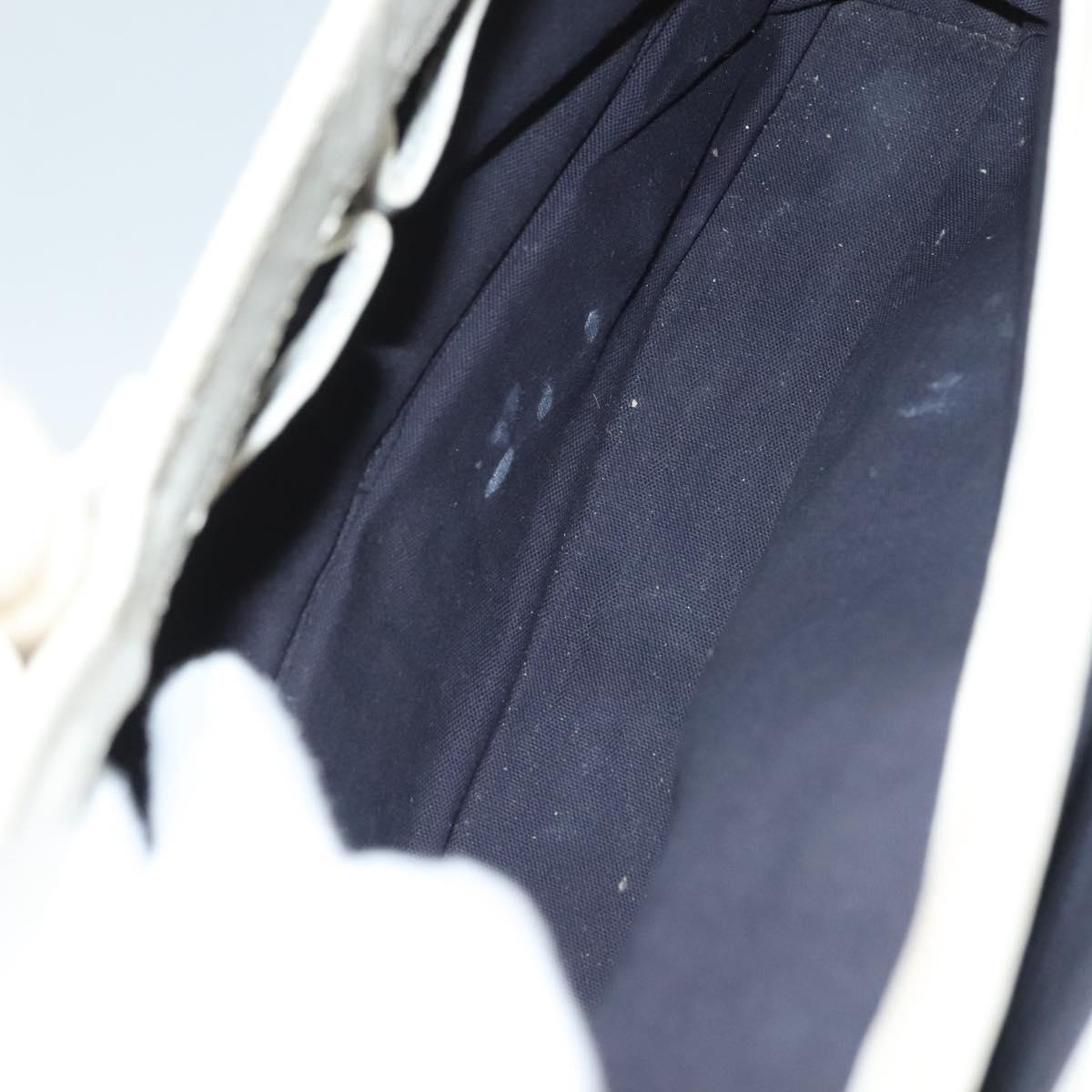 BURBERRY Hand Bag Canvas Leather Ivory Silver Auth 132943