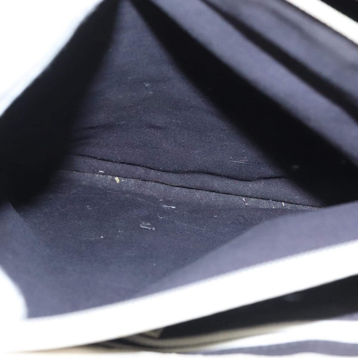 BURBERRY Hand Bag Canvas Leather Ivory Silver Auth 132943