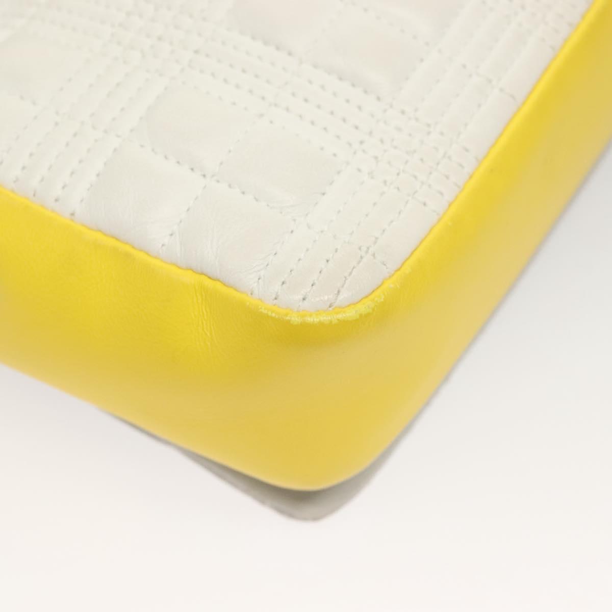 BURBERRY Chain Roller Shoulder Bag Leather White Silver Auth 132944