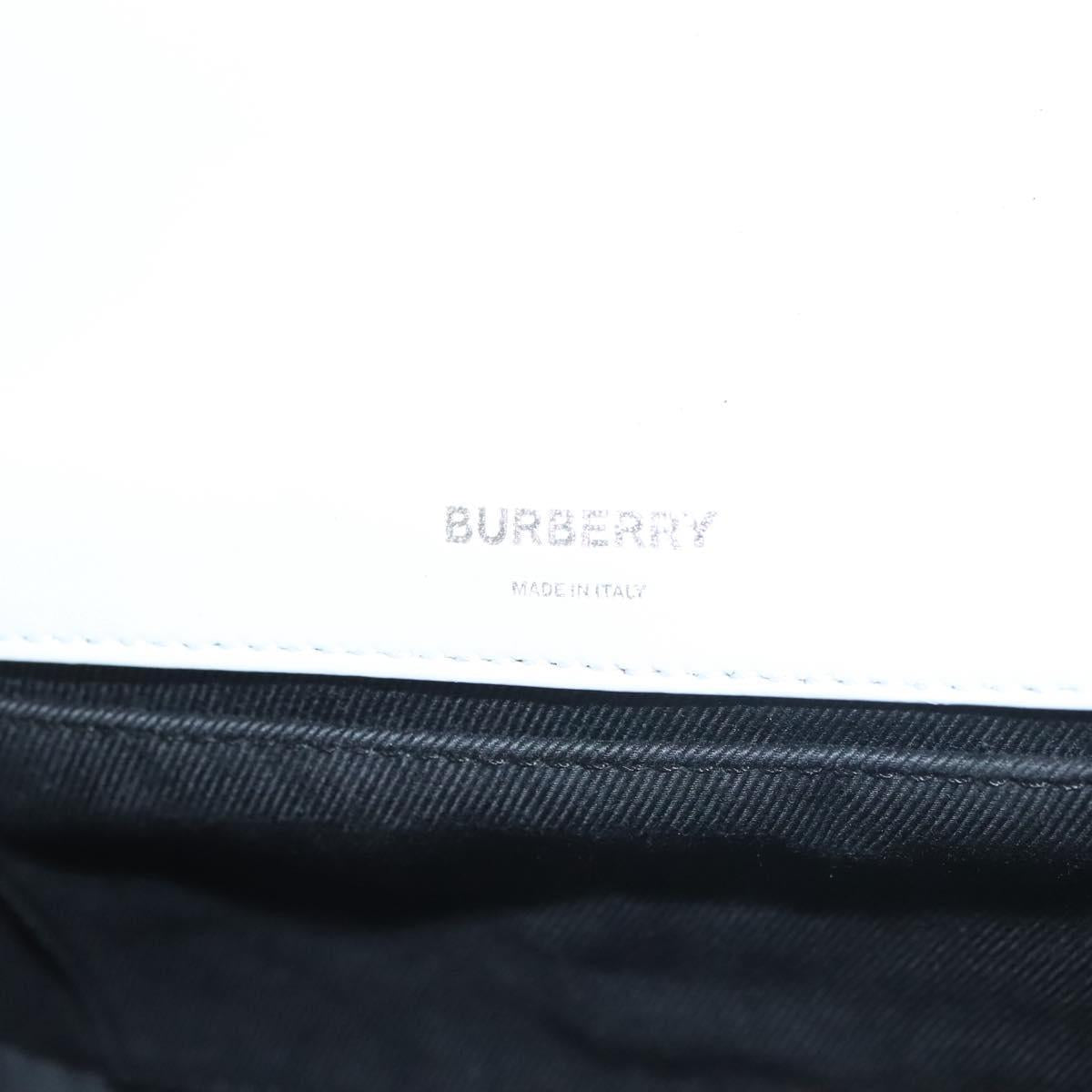 BURBERRY Chain Roller Shoulder Bag Leather White Silver Auth 132944