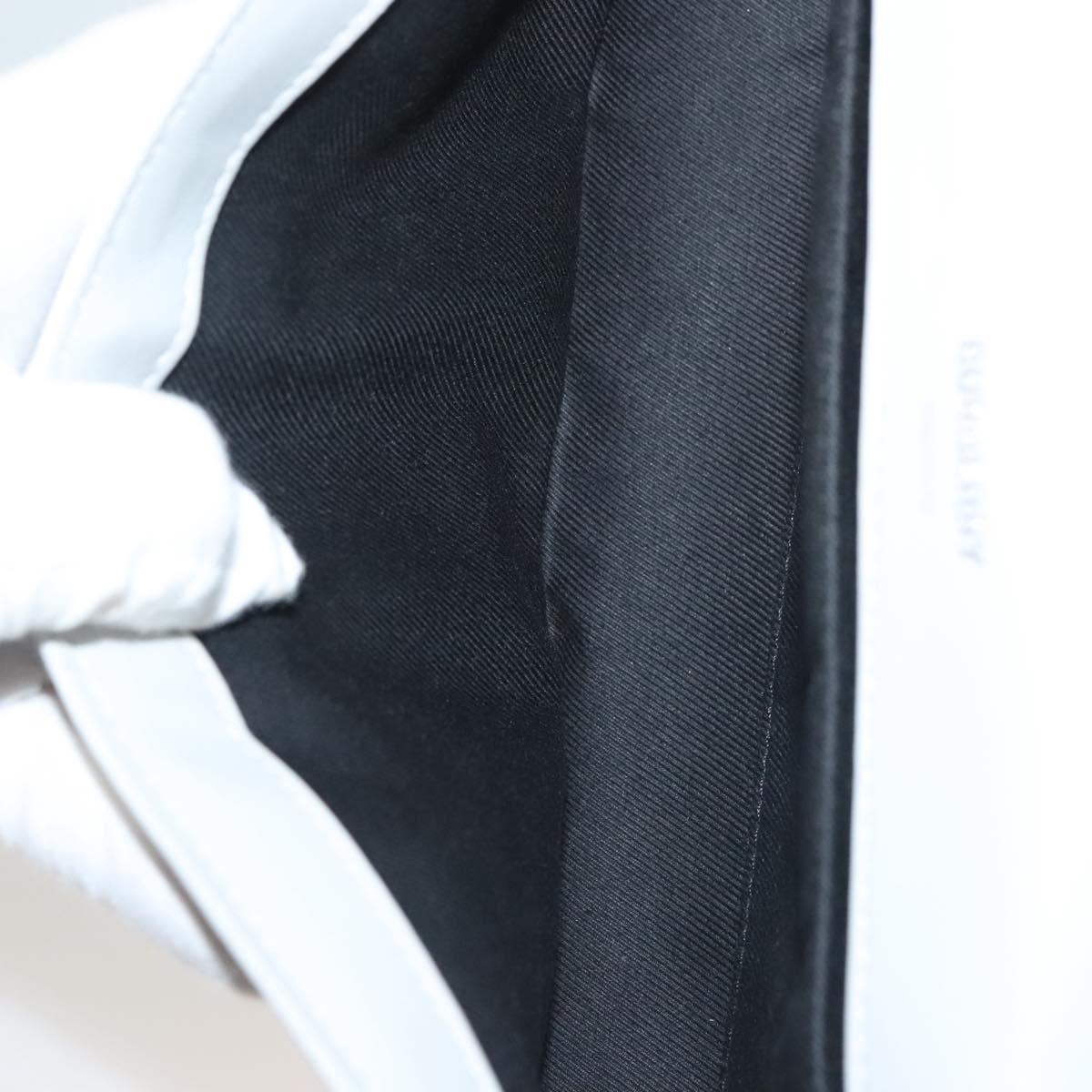 BURBERRY Chain Roller Shoulder Bag Leather White Silver Auth 132944