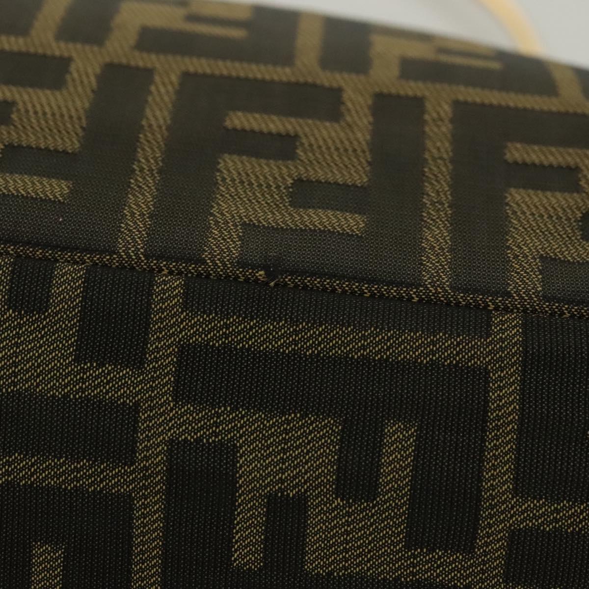 FENDI Zucca Canvas Metal Hand Bag Black Brown gold Auth 132951