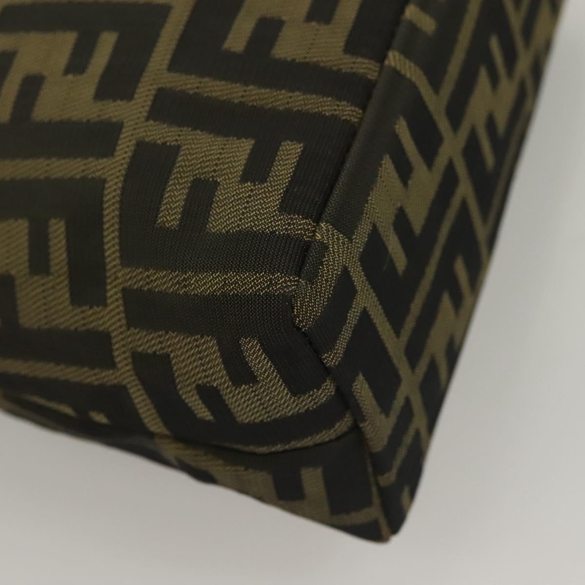 FENDI Zucca Canvas Metal Hand Bag Black Brown gold Auth 132951