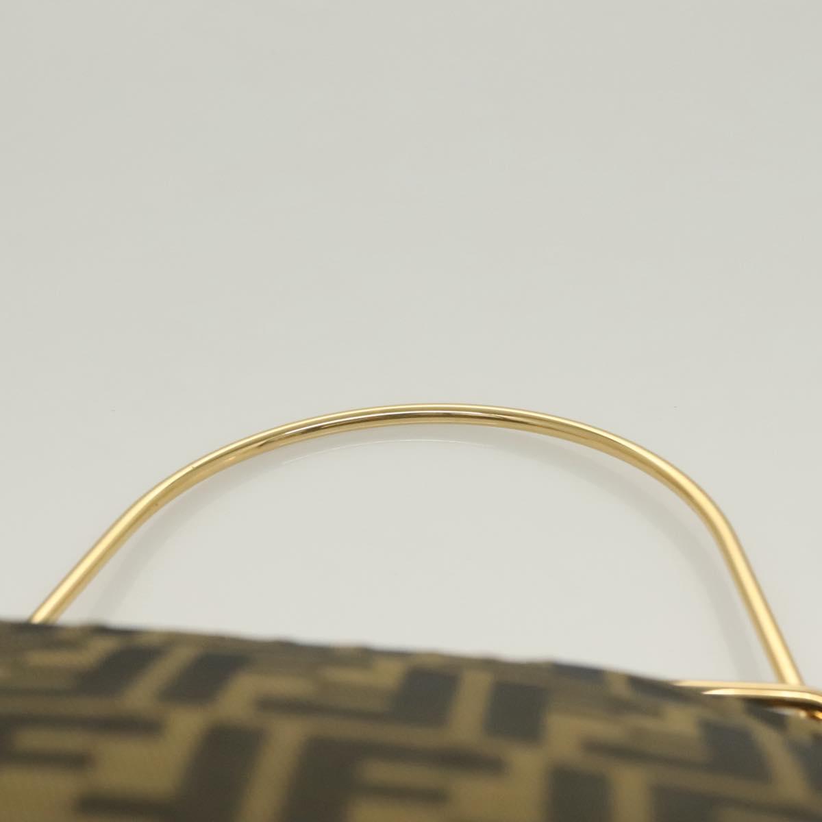 FENDI Zucca Canvas Metal Hand Bag Black Brown gold Auth 132951