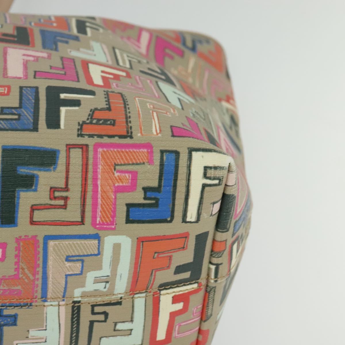 FENDI Zucca Canvas Tote Bag PVC Multicolor Gold Auth 132953V