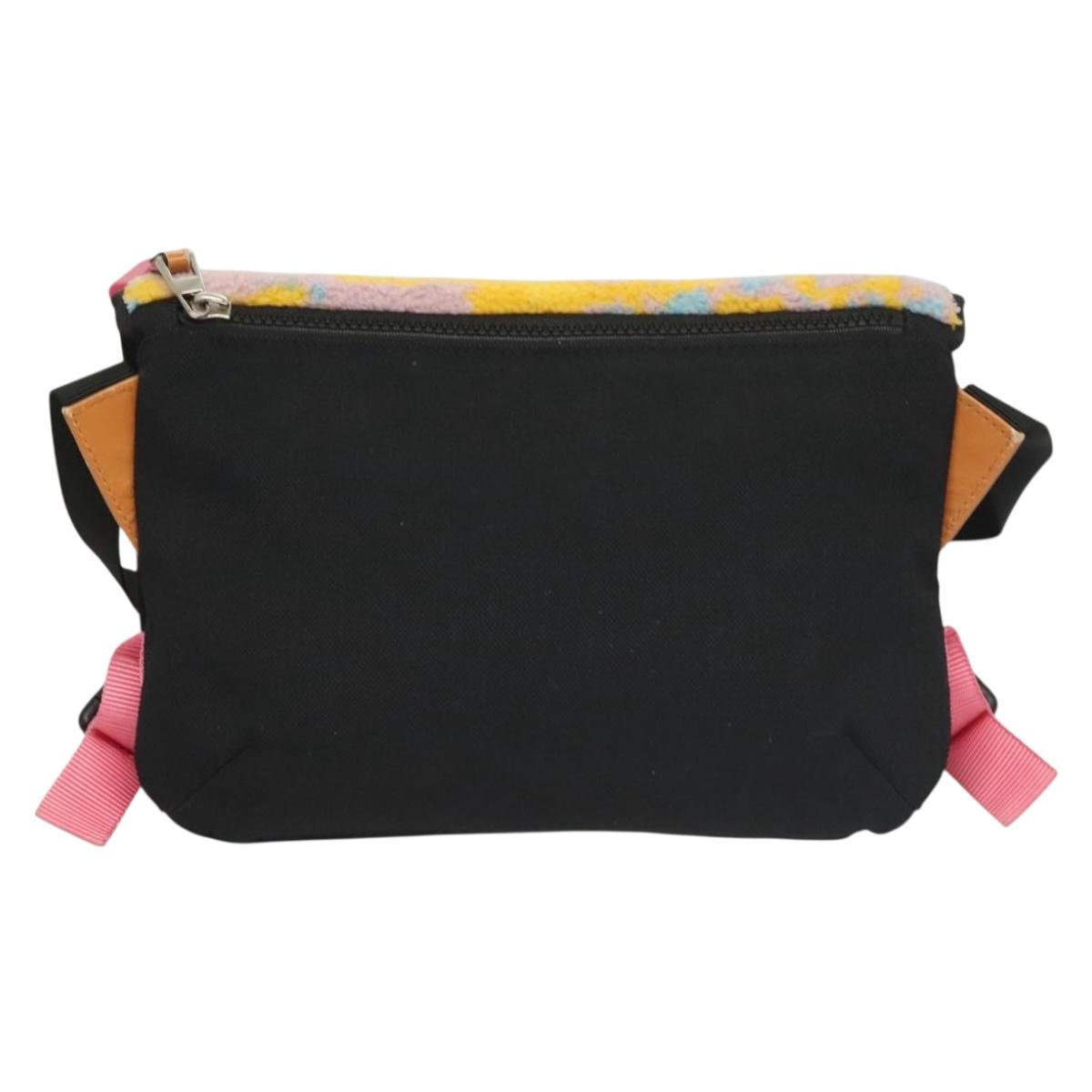 LOEWE Anagram Small Messenger Shoulder Bag Wool Black Silver Auth 132972SAM