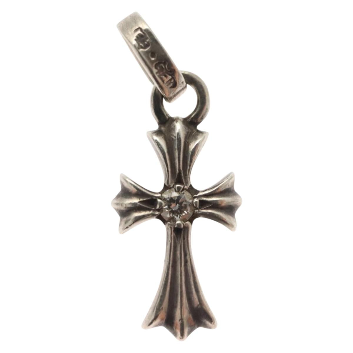 Chrome Hearts Baby fat Pendant Top Double Diamond Ag925 Silver Auth 132980M