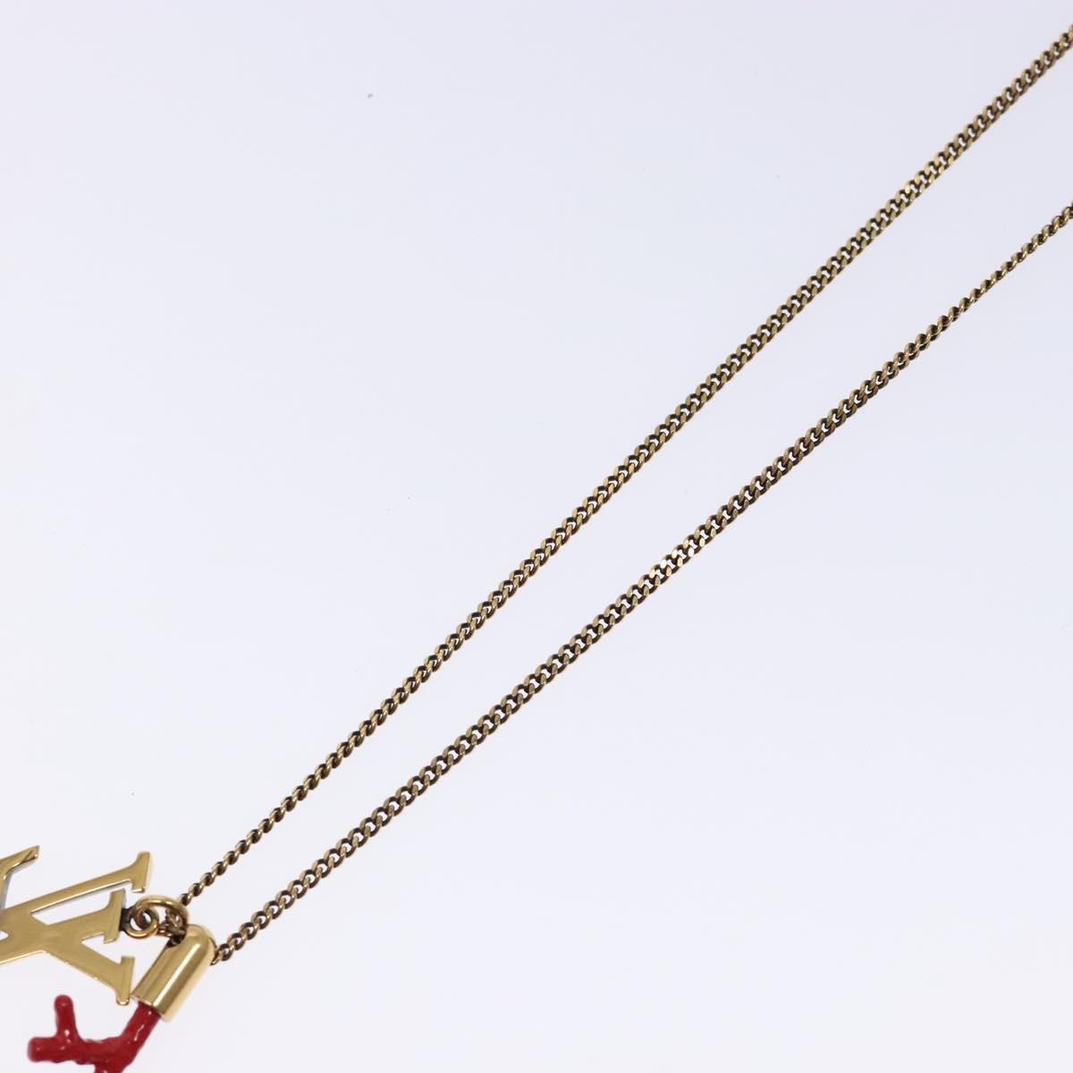 LOUIS VUITTON LVprinted Initials Coral Necklace Metal Gold M68903 Auth 132987M