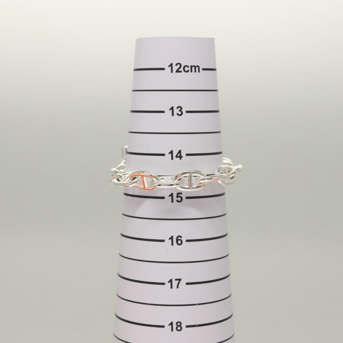 HERMES Chene Dunkle MM Bracelet Ag925 14 Links Silver Auth 132989SM