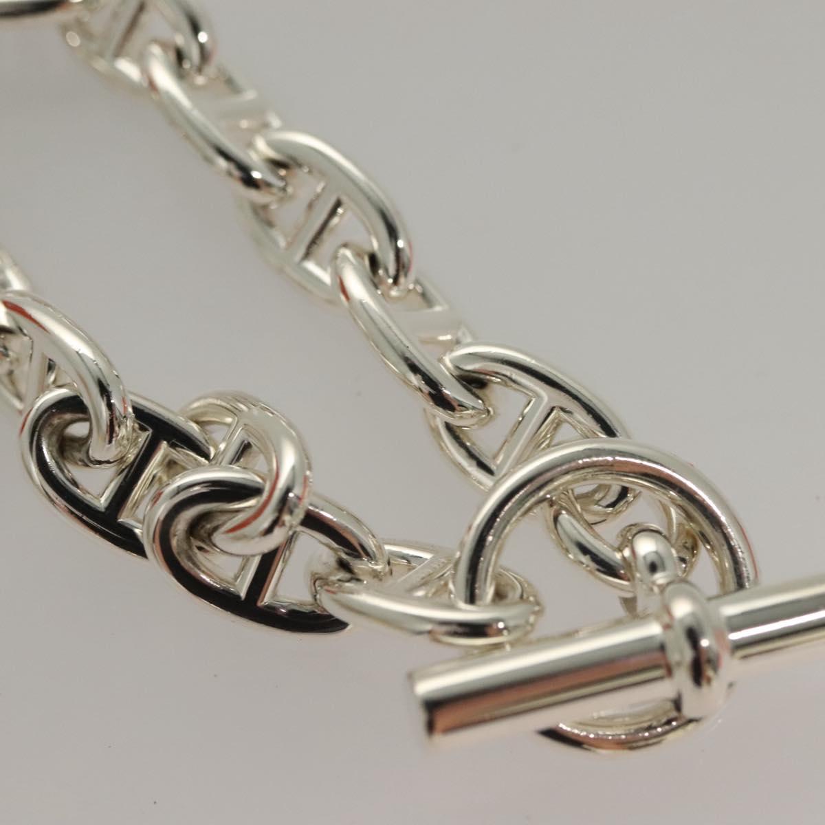 HERMES Chene Dunkle MM Bracelet Ag925 14 Links Silver Auth 132989SM