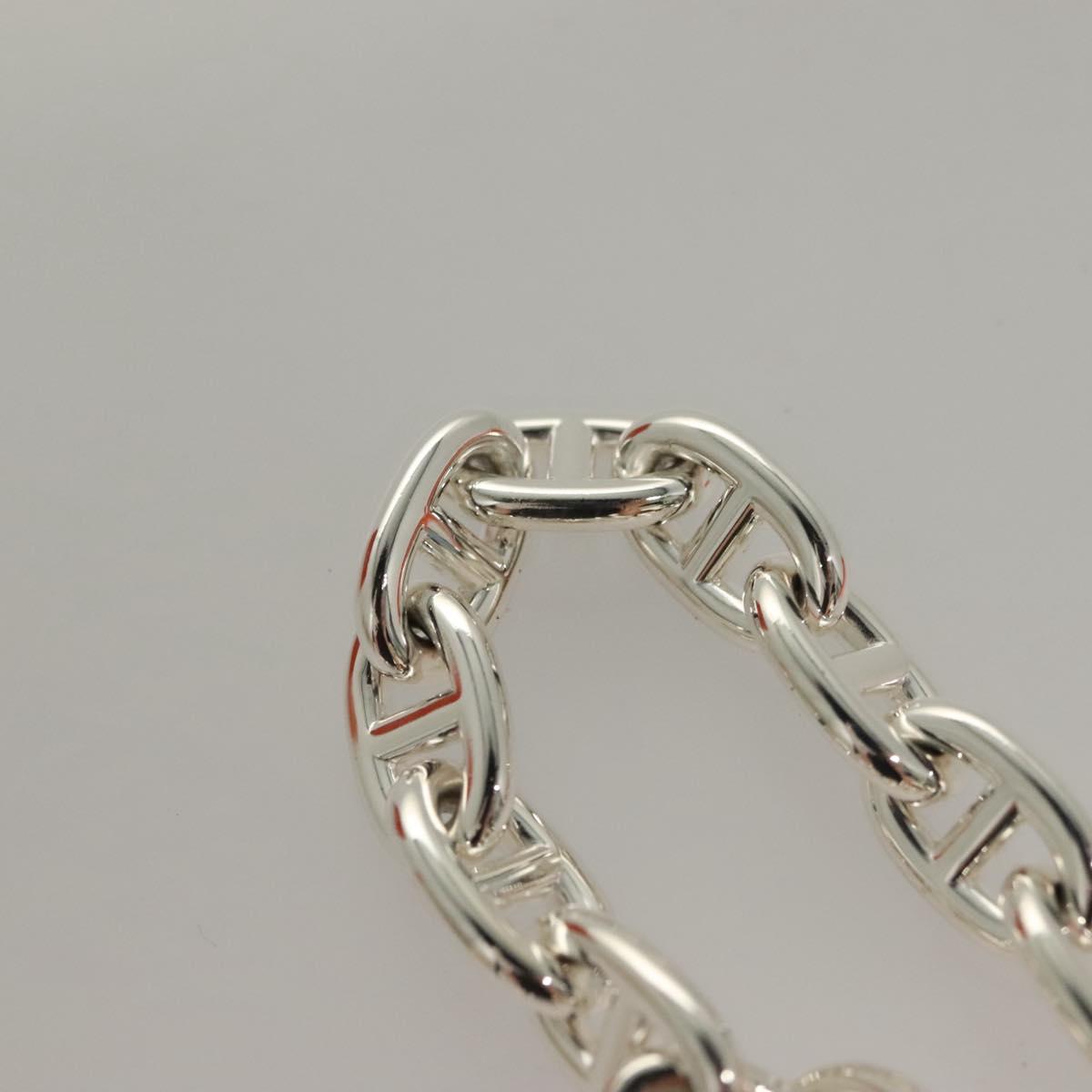 HERMES Chene Dunkle MM Bracelet Ag925 14 Links Silver Auth 132989SM
