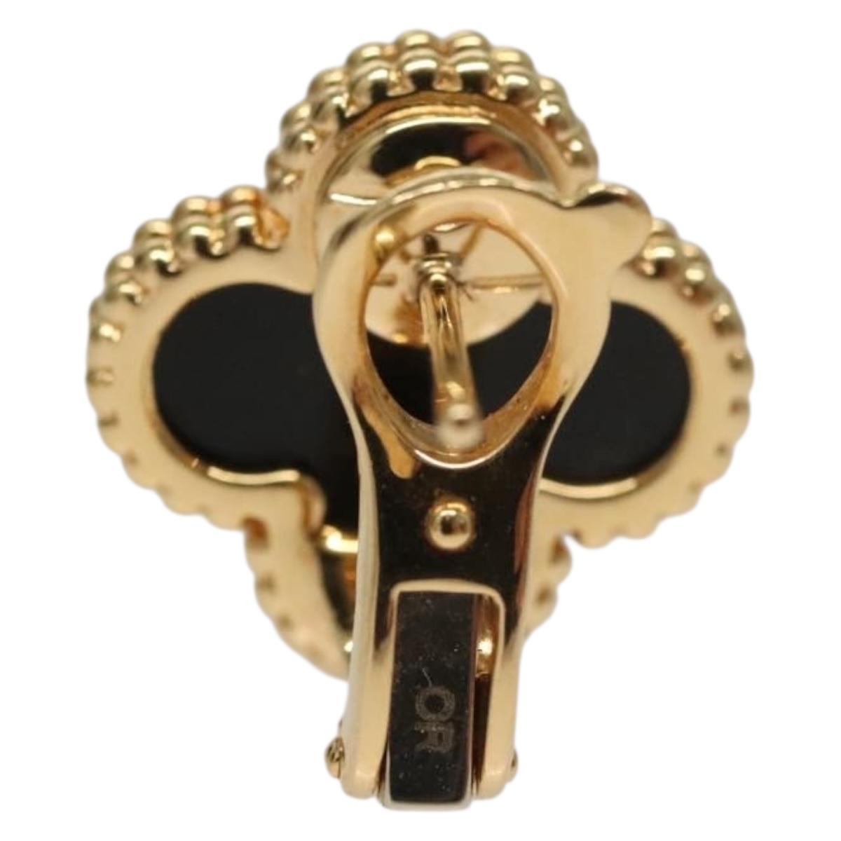 Van Cleef & Arpels Vintage Alhambra Onyx Pierce 18K Gold(750) Gold Auth 132990M
