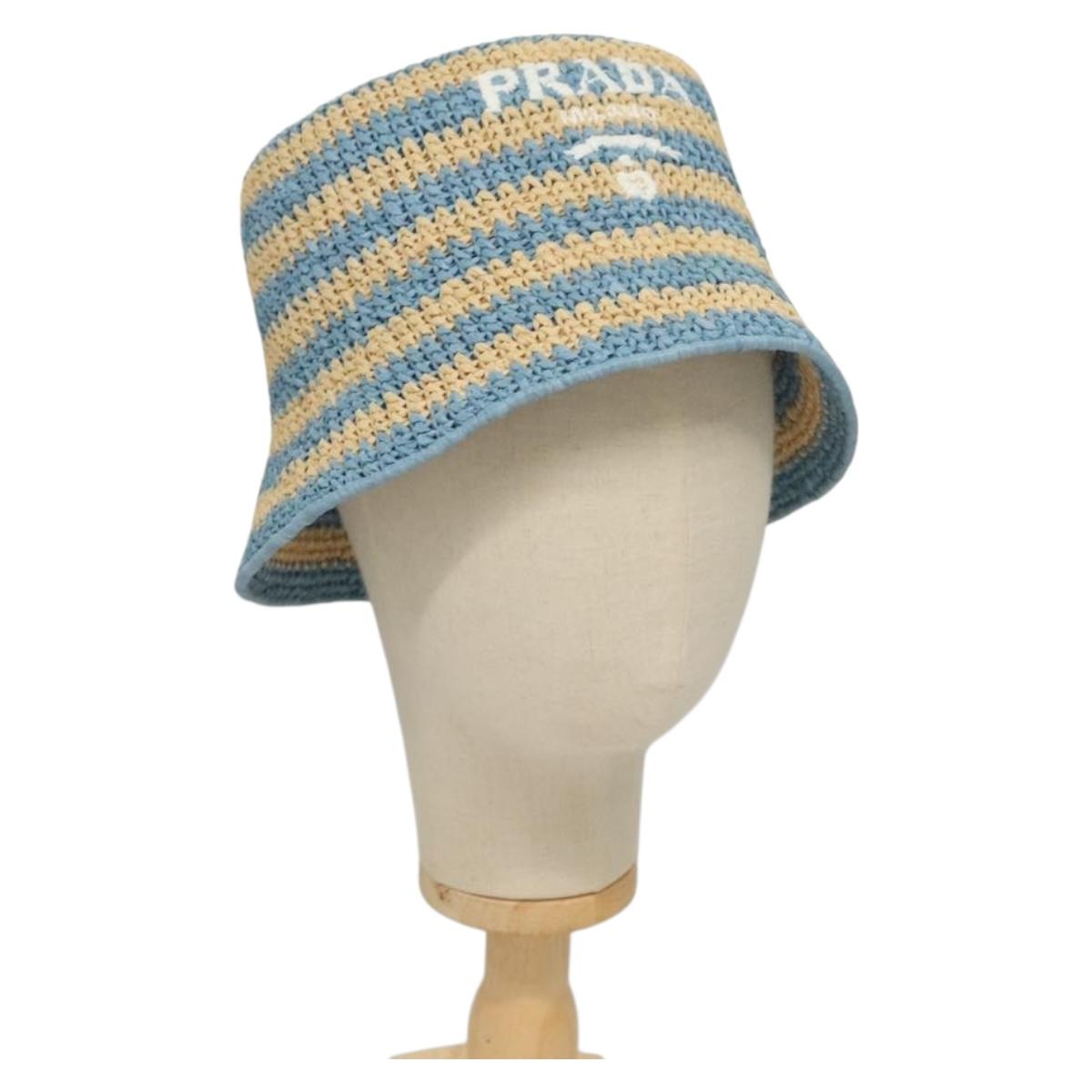 PRADA Bucket Hat Viscose Light Blue 1HC137 Auth 132994M