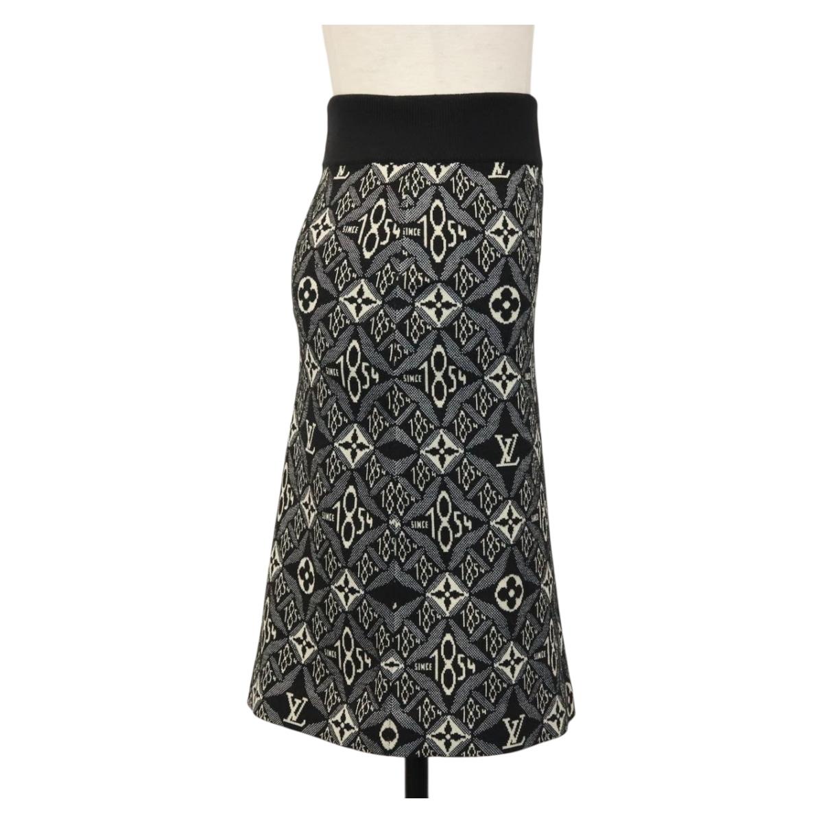 LOUIS VUITTON Monogram Jaguar Pre Owned skirt 1854 print Black LV Auth 132996M