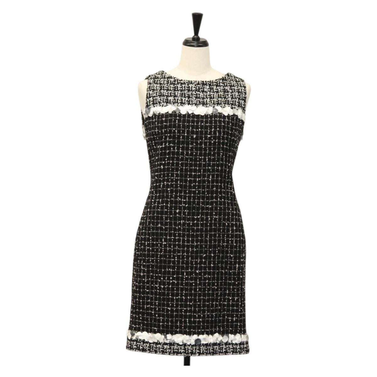 CHANEL One Piece Shirt Tweed Black CC Auth 132999M
