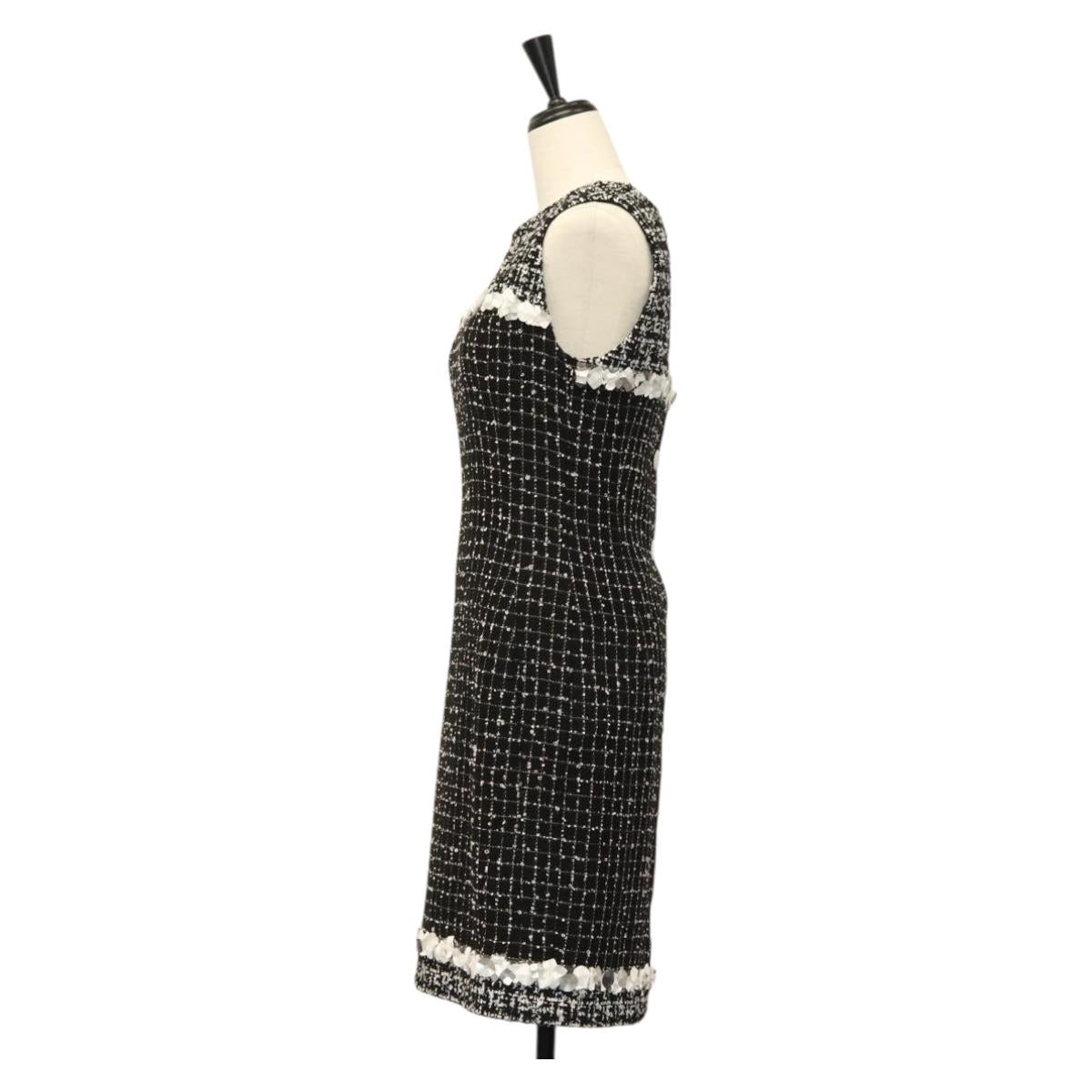CHANEL One Piece Shirt Tweed Black CC Auth 132999M
