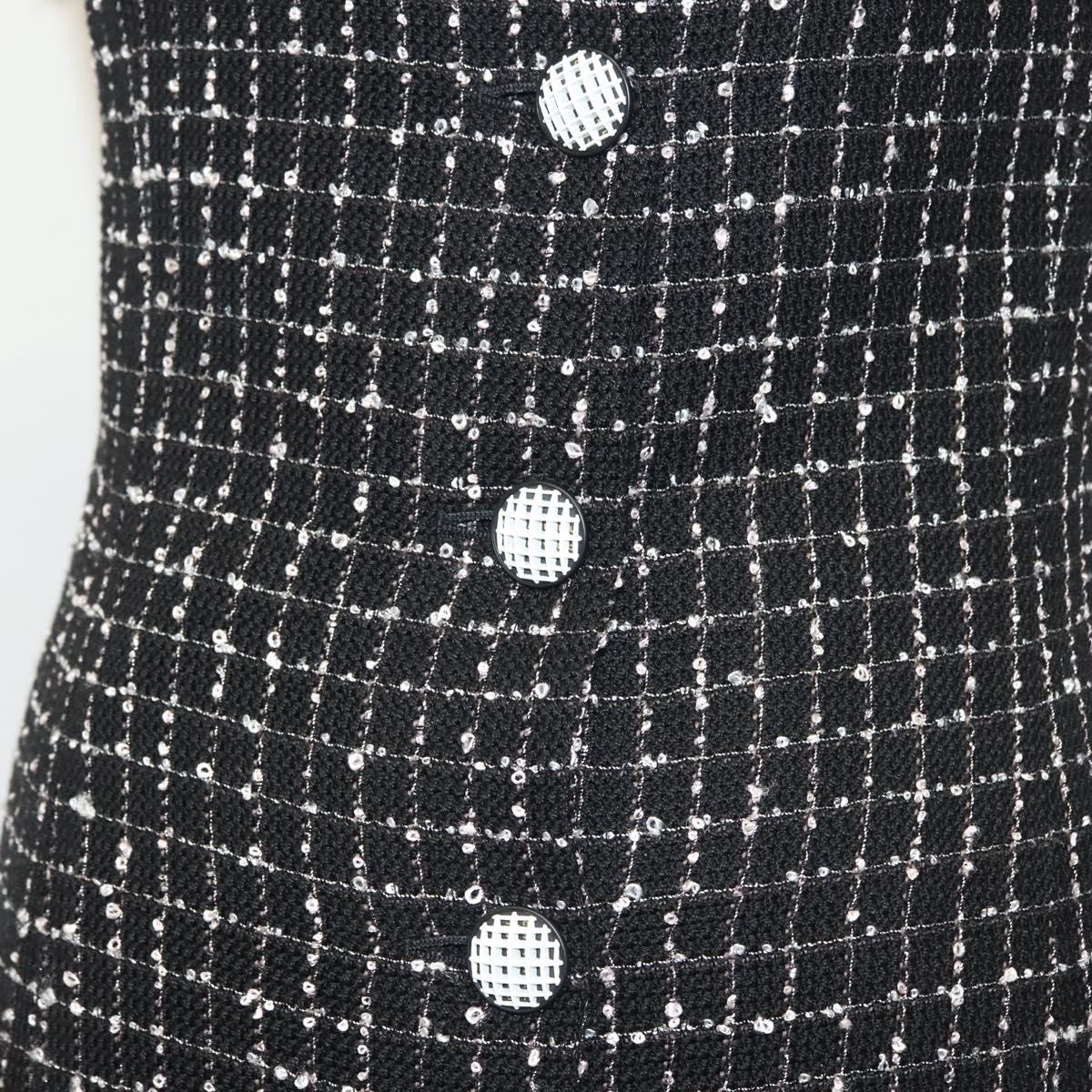CHANEL One Piece Shirt Tweed Black CC Auth 132999M