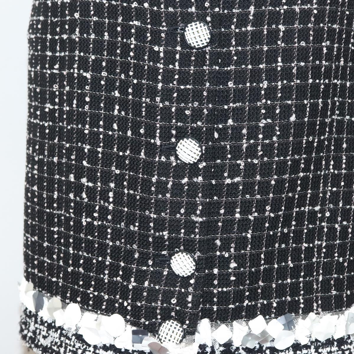 CHANEL One Piece Shirt Tweed Black CC Auth 132999M