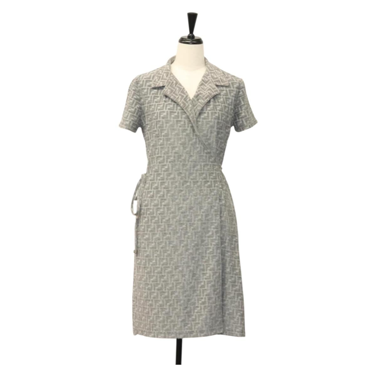 FENDI One Piece Zucca Pile Gray Auth 133002M