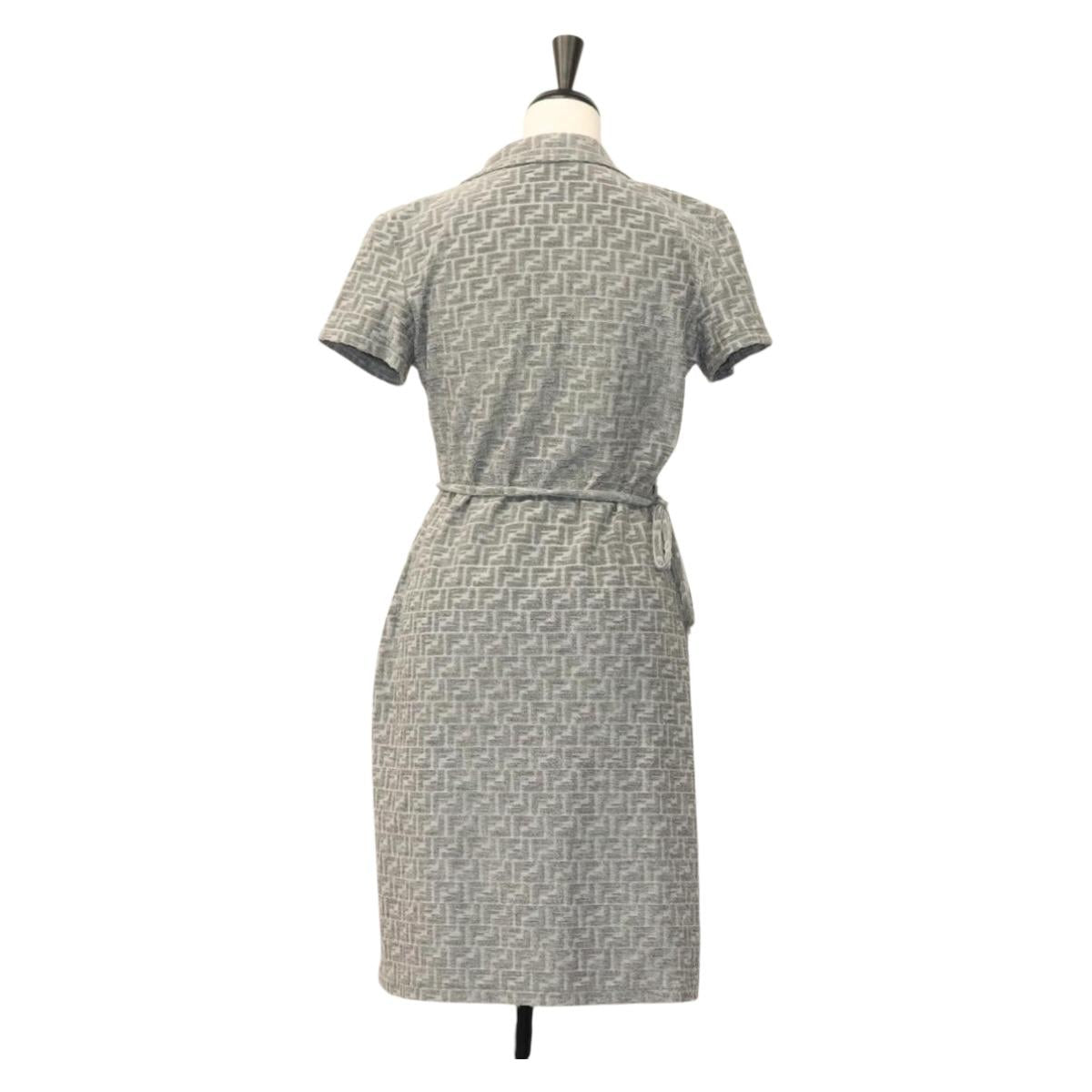 FENDI One Piece Zucca Pile Gray Auth 133002M