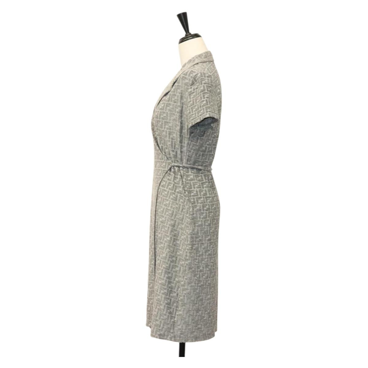FENDI One Piece Zucca Pile Gray Auth 133002M