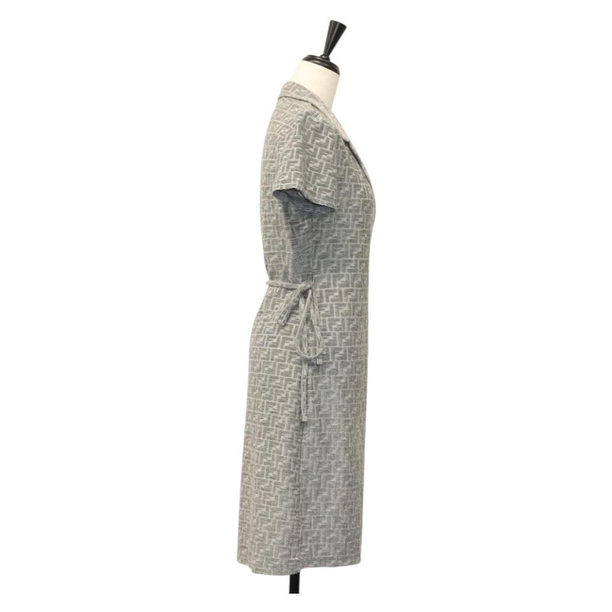 FENDI One Piece Zucca Pile Gray Auth 133002M