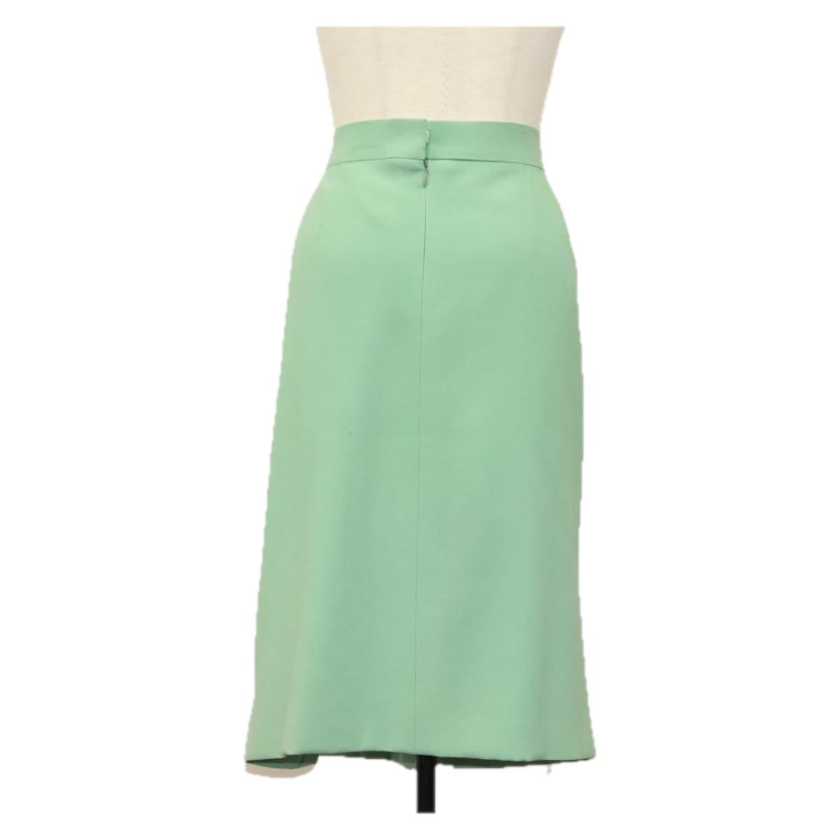 CELINE Skirt Wool Green CC Auth 133003M