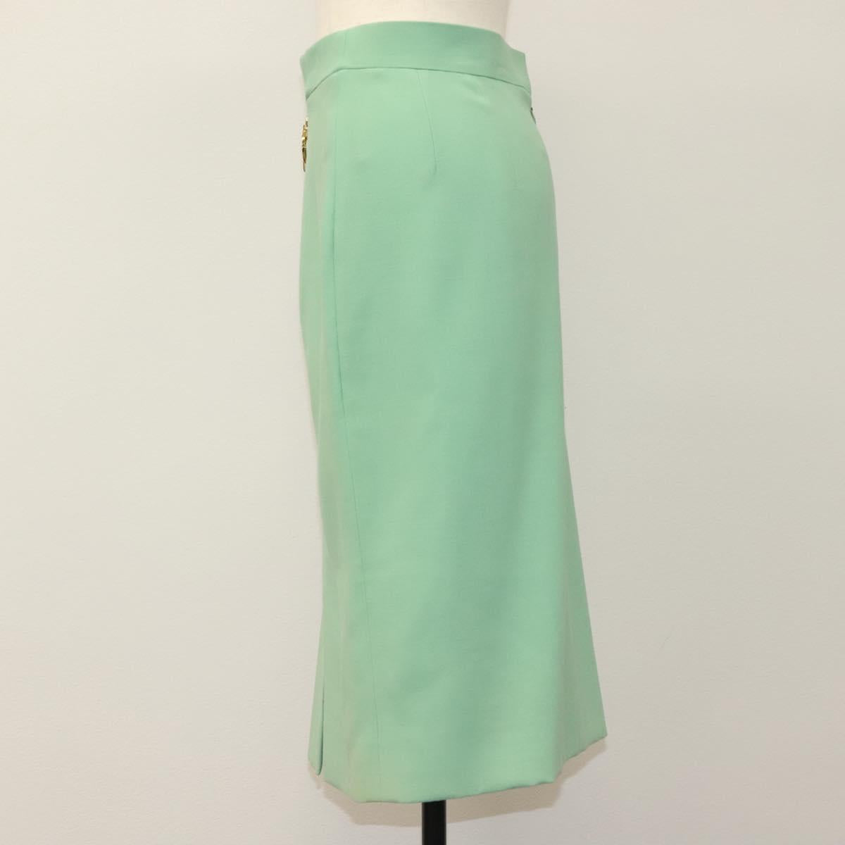 CELINE Skirt Wool Green CC Auth 133003M